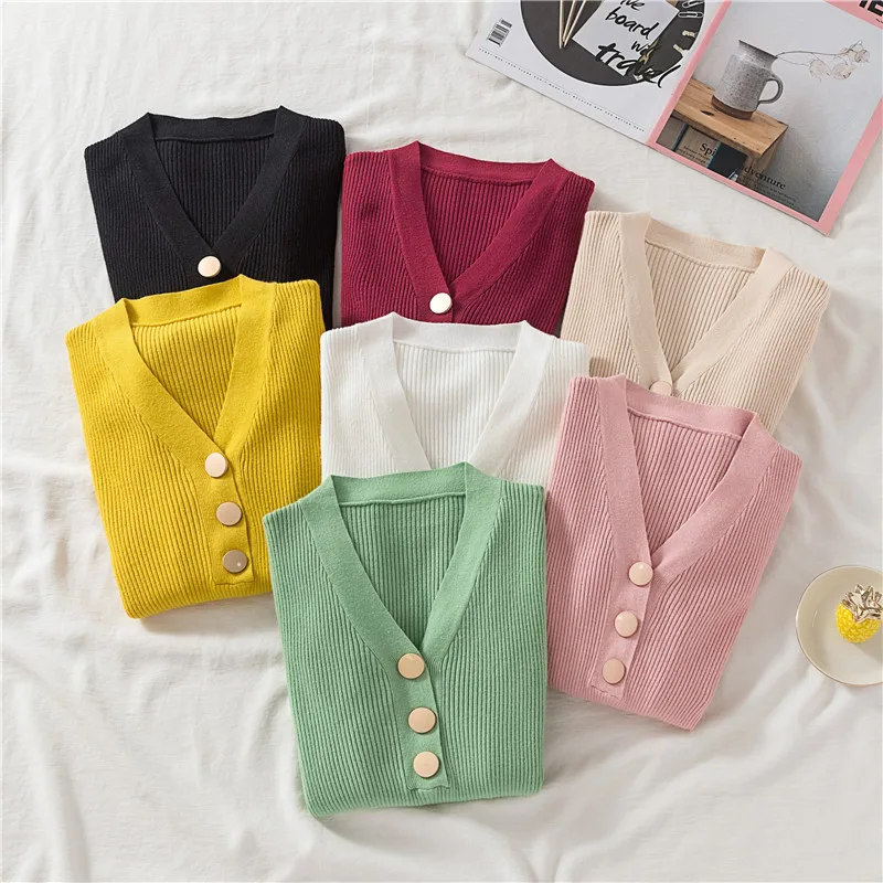 

Winter autumn v neck sexy Black Sweater Women Elastic Knitted Soft Button Pullover Sweater female 2019 korean fashion Pullovers