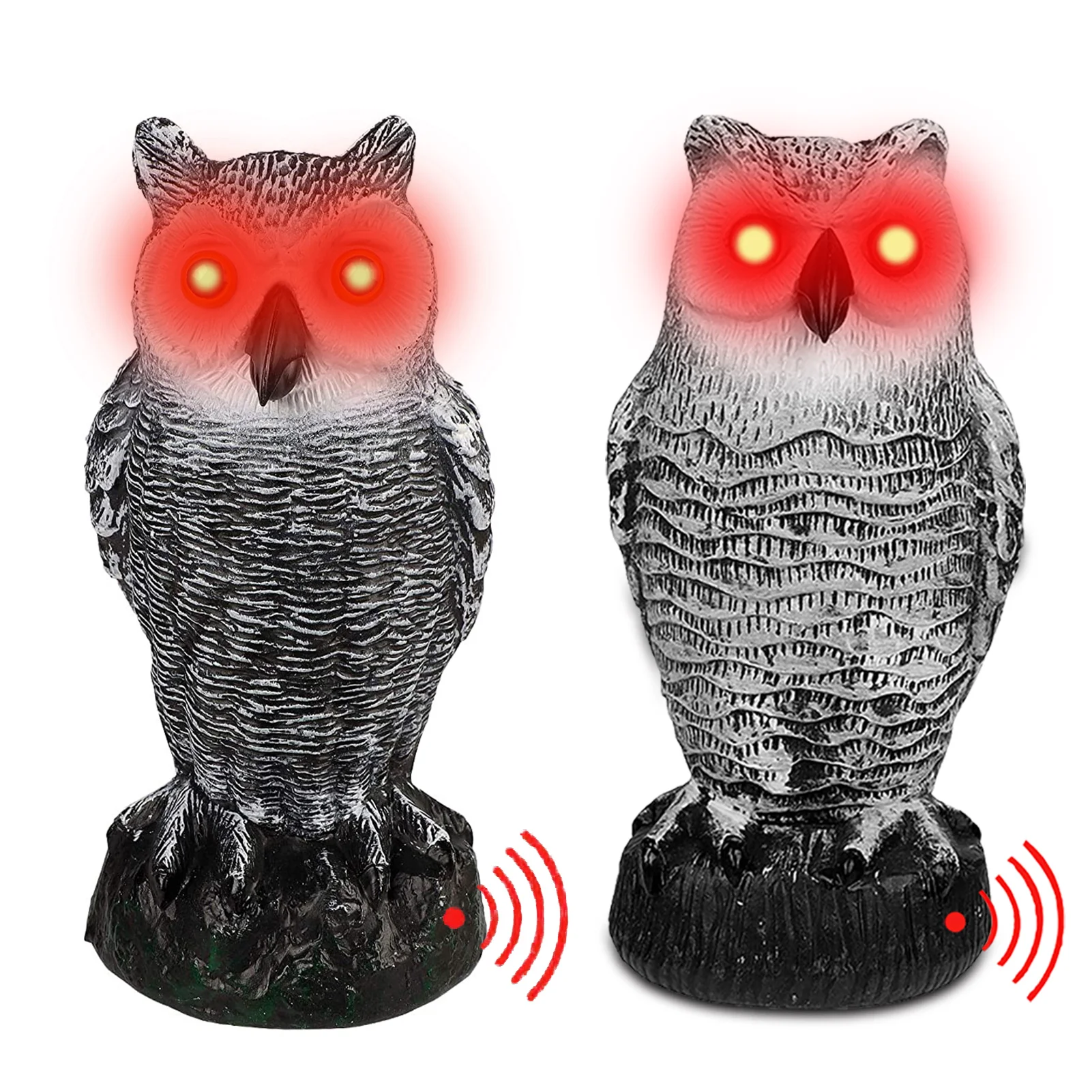 

Simulation Solar Power OWL To Scare Birds Scarecrow Fake Horned Owl Decoy Sound Control Luminous Owl Garden Decoration #WO