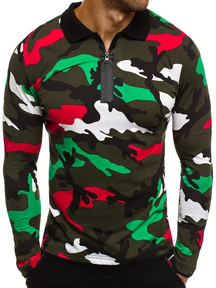 

2020 Summer New European And American Men's Casual Slim Fit Large Fashion Camouflage Long Sleeve T-shirt
