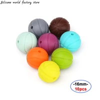 silicone world 10pcs silicone beads basketball shape silicone teething bead diy baby chew pacifier chain silicone bracelet beads