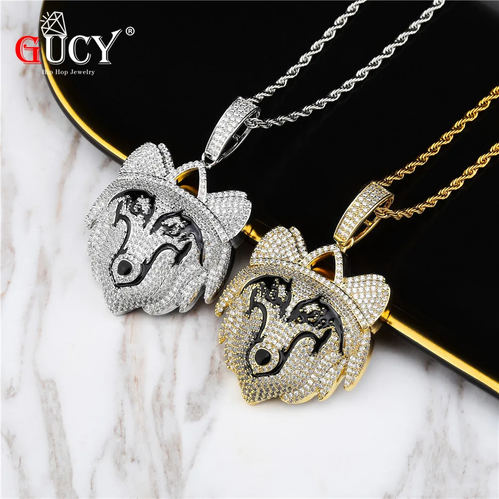

GUCY Animal Pendant With 4mm Tennis Chain Gold Silver Color Bling Cubic Zircon Men's Hip Hop Necklace Jewelry For Gift