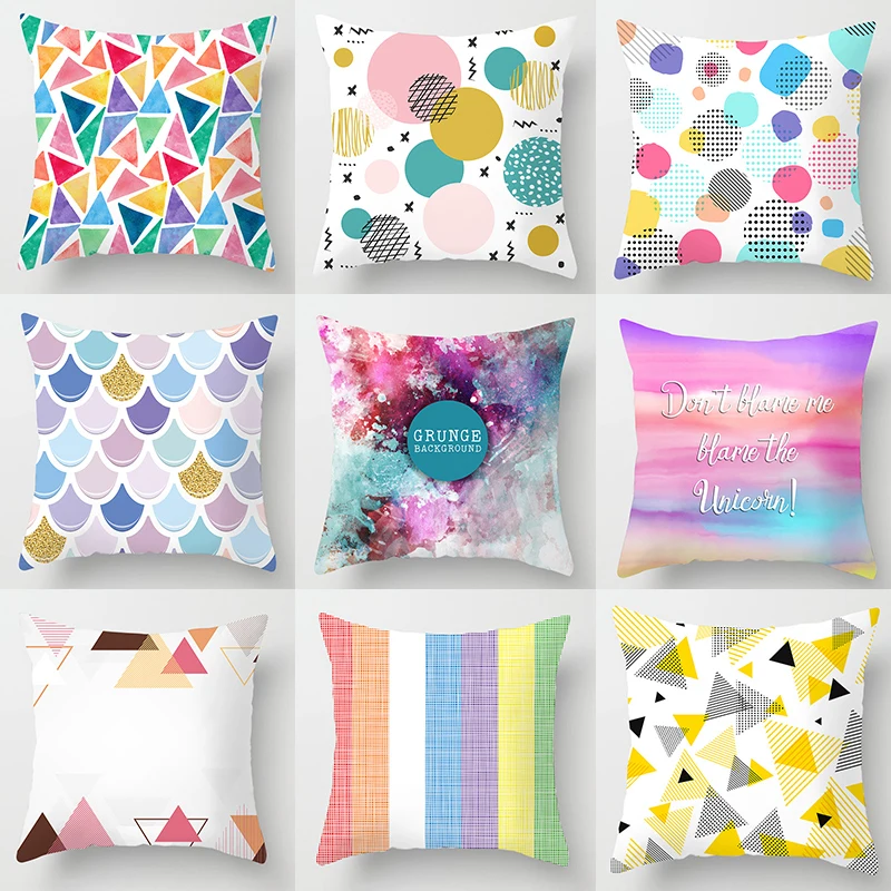 

Pillowcases Abstract Pattern Printed Pink Throw Pillow Cases Cushion Cover Decorative Sofa Bedroom Modern Home Decor 45*45cm/Pc