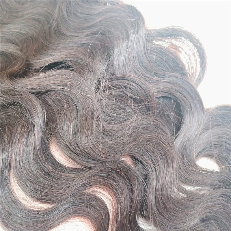 Девственные человеческие волосы пучок с тела волна Кружева Закрытие свободная