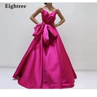 Новое Розовое Атласное длинное вечернее платье teastree, плиссированное платье с вырезом, строгие женские платья на заказ