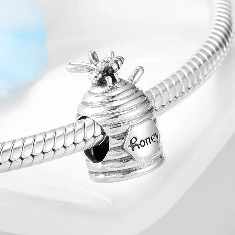 100% реальные 925 пробы серебро сладкий Мёд с Пчелой драгоценные бусины подходят к