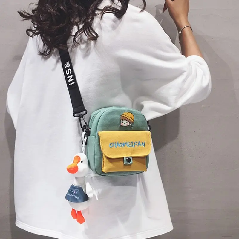 

Sweet Lady Small Bag Fashion Korean Color Contrast Cute Versatile One Shoulder Bag Ins Net Red Student Canvas Messenger Bag