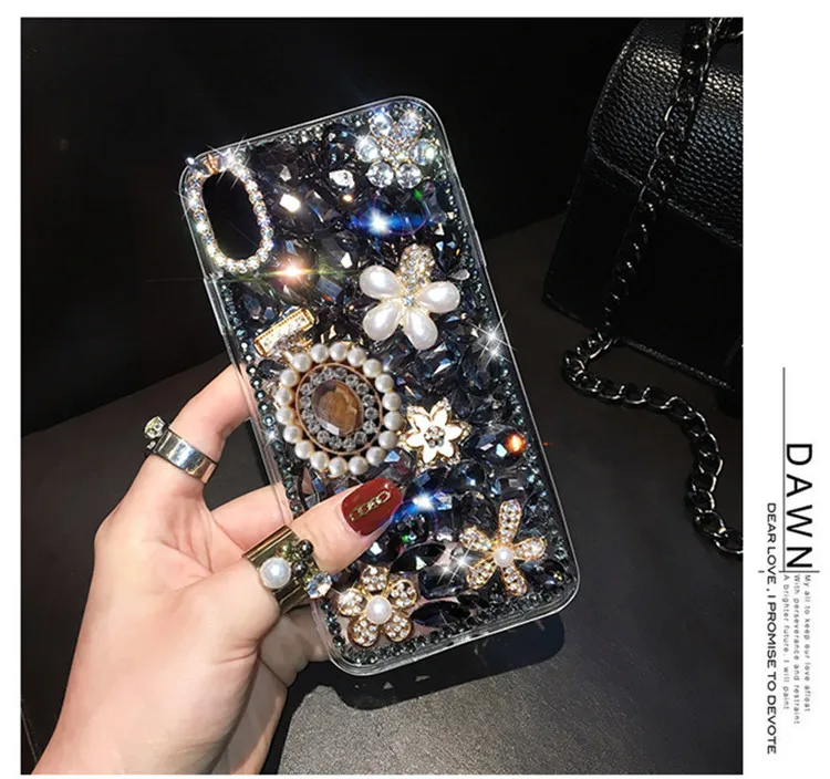 

XinMum Phone Case Bling Diamond For Samsung S20 Ultra Plus S6 S7 edge S8 S9 S10 Plus Lite Note9 Phone Clear Crystal Cover Flower