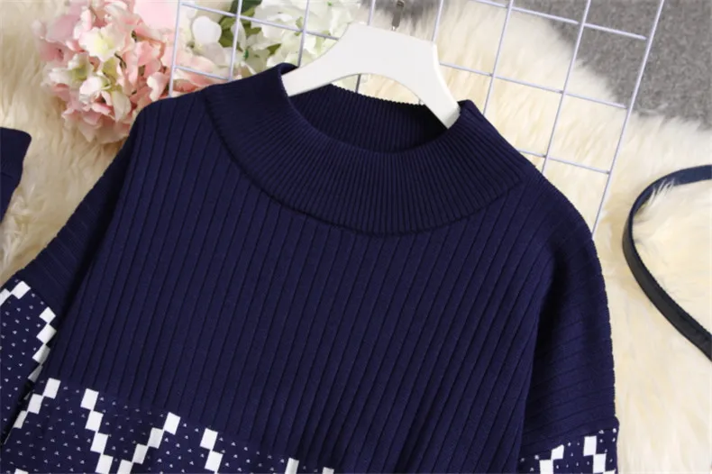 ALPHALMODA, Зимний пуловер с круглым вырезом, Свободный вязаный свитер+ широкие вязанные штаны, Женский Повседневный костюм из 2 предметов, черный и синий цвета