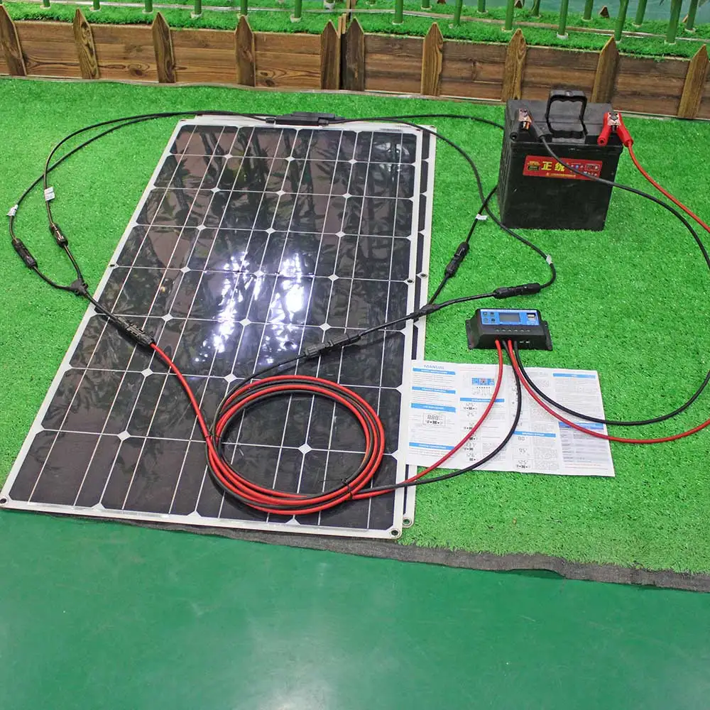 12v 200w Солнечная система зарядное устройство гибкие солнечные панели 100 Вт 2 шт. DIY