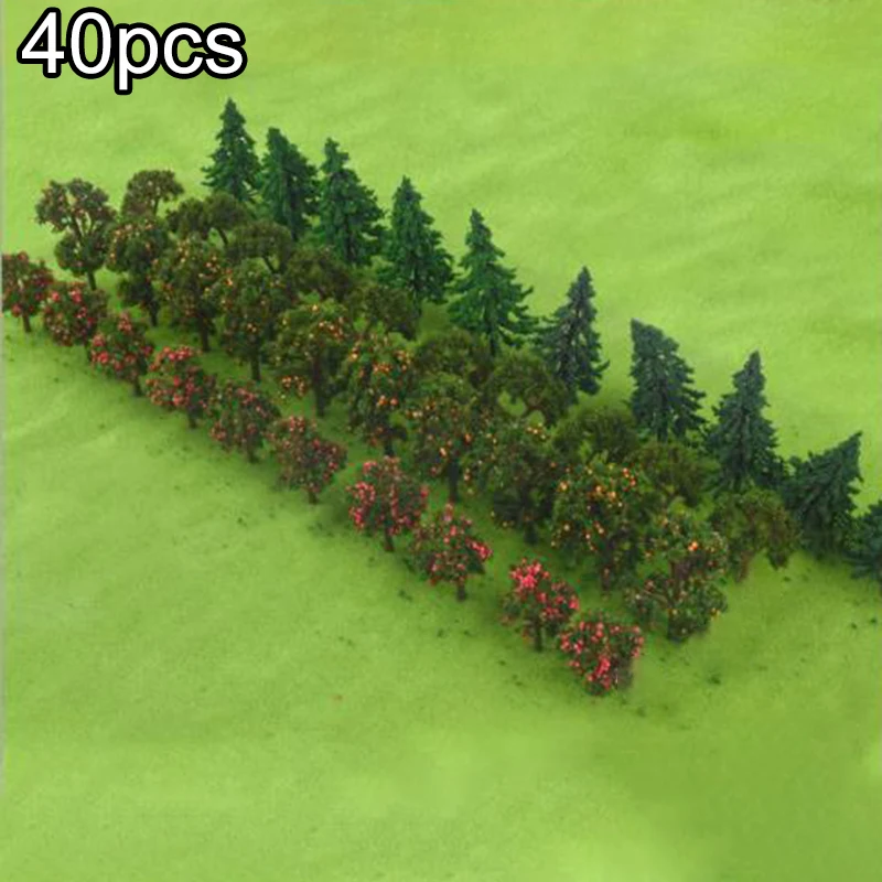 40 шт Смешанные масштабные модели деревьев поезд железнодорожная архитектура