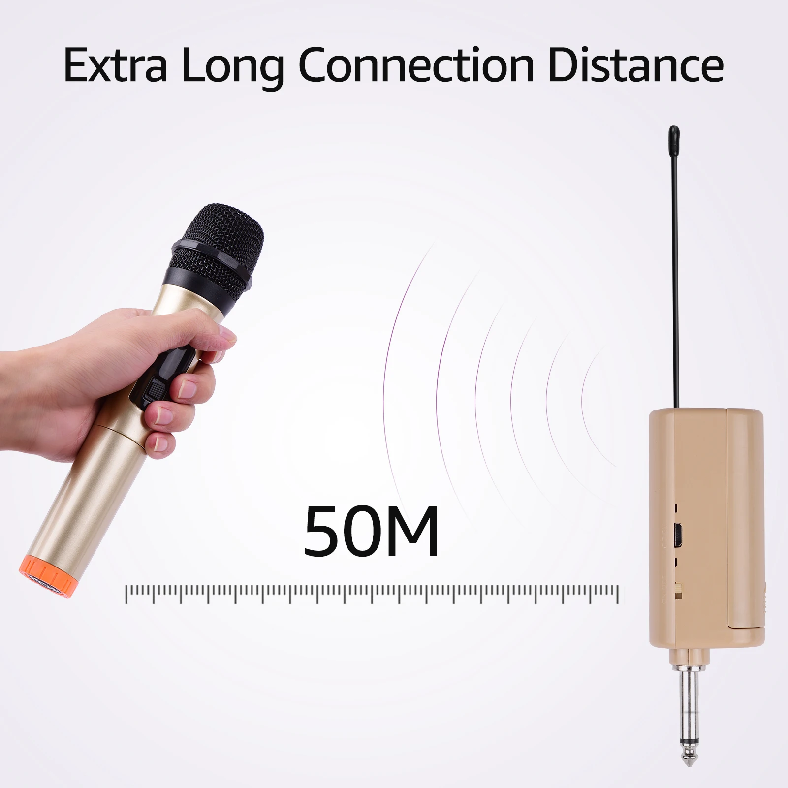 

Handheld Wireless Microphone UHF Dynamic Mic Portable Mini Receiver 6.35mm Plug for Karaoke Speech Meeting Stage Performance