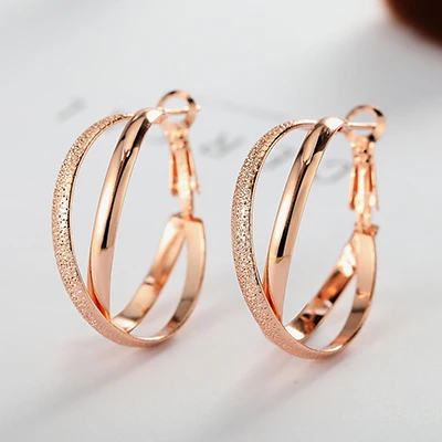 Rose gold Модный тренд Ретро рок ночной клуб дикие преувеличенные Матовые Круглые серьги с крестом kolczyki ohrringe женские ювелирные изделия - Окраска металла: Rose gold