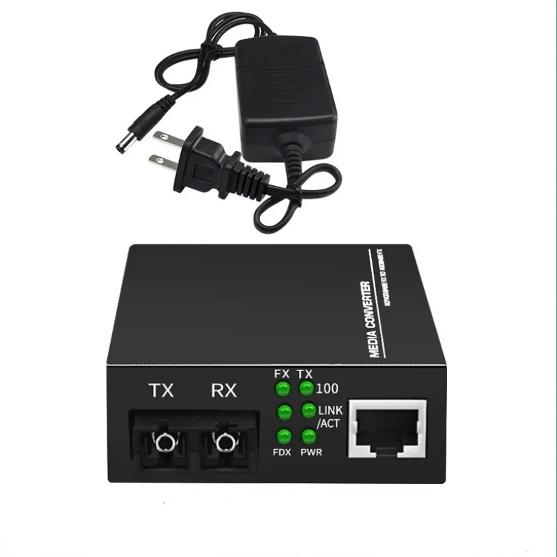 1pc Media Converter 100MB Fiber Optic Converter Transceiver Single-mode Double-fiber Transceiver Photolectric Transducer 25km