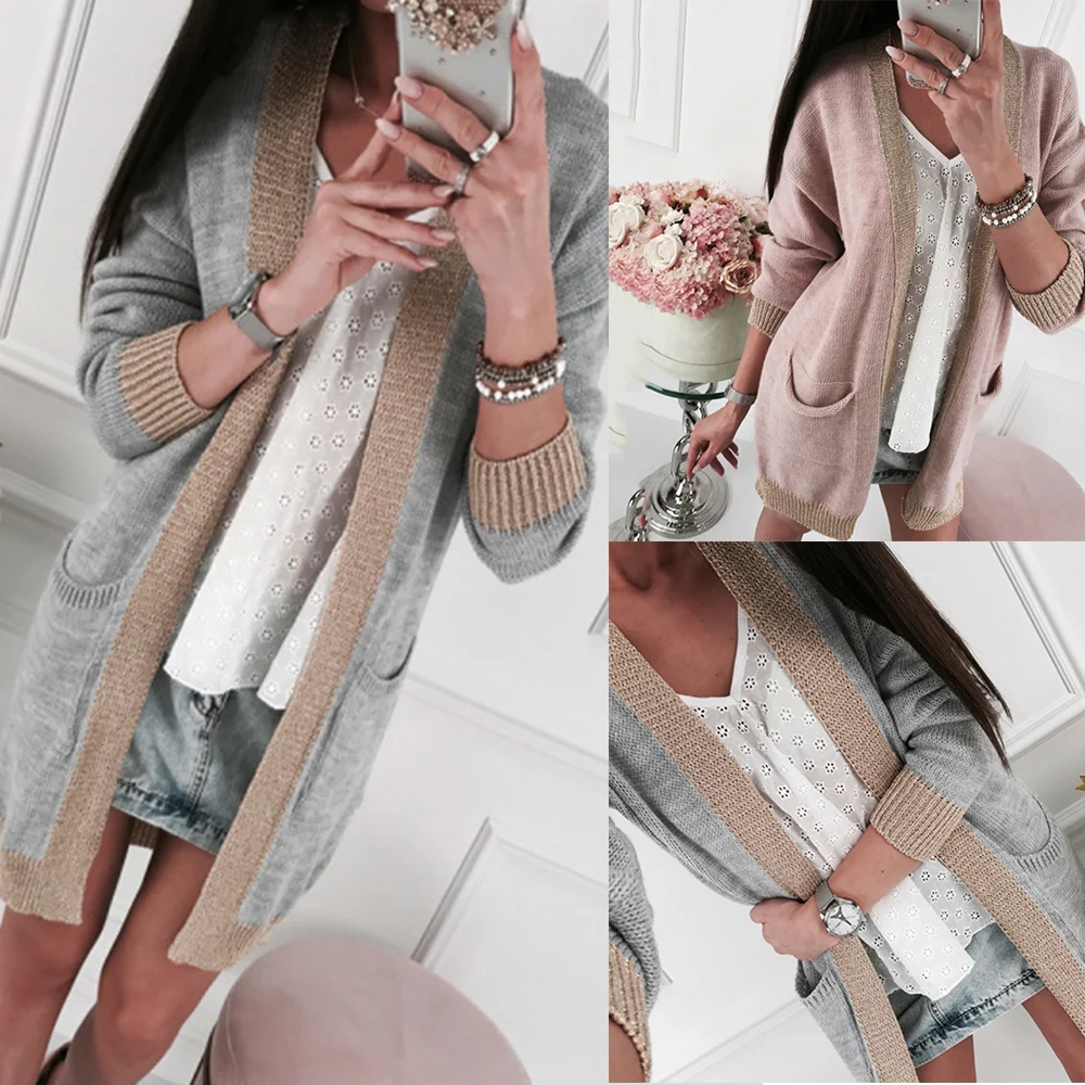 Женские Модные свободные эластичные длинные кардиганы свитера женские с длинным