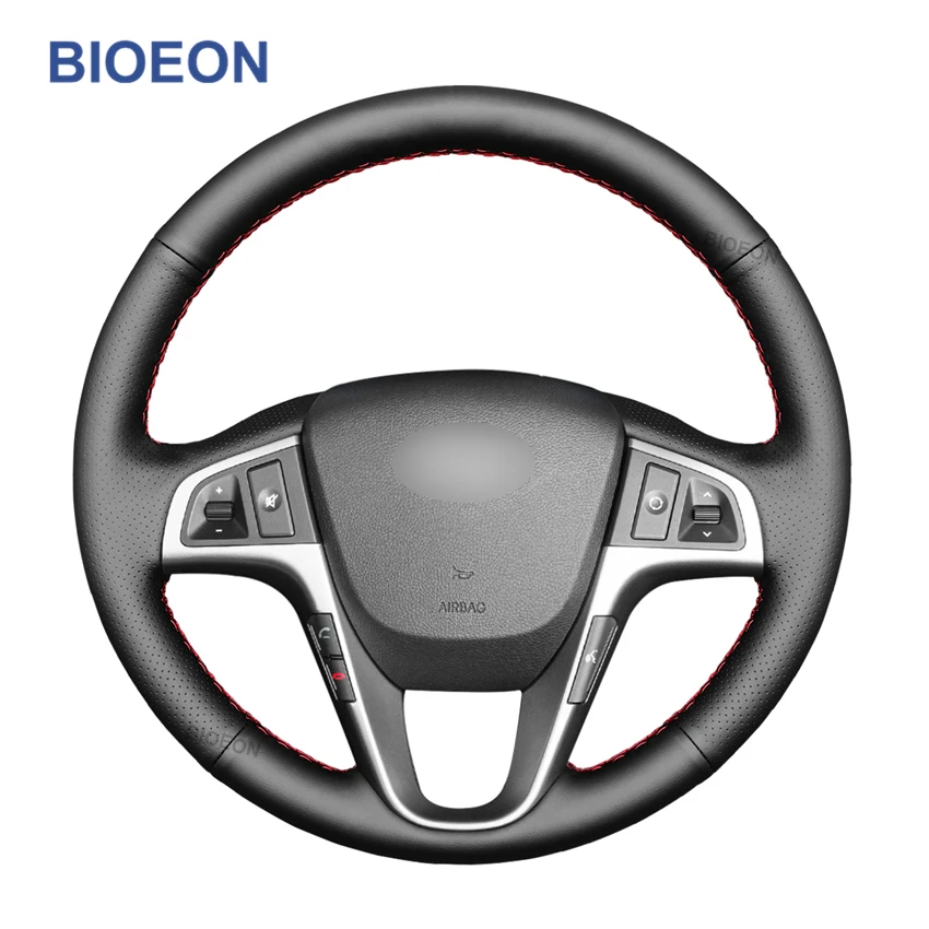 

Оплетка для ручного шитья, черная искусственная кожа Чехол рулевого колеса автомобиля, для Hyundai Solaris, Verna 2010-2016, i20 2008-2014, Accent