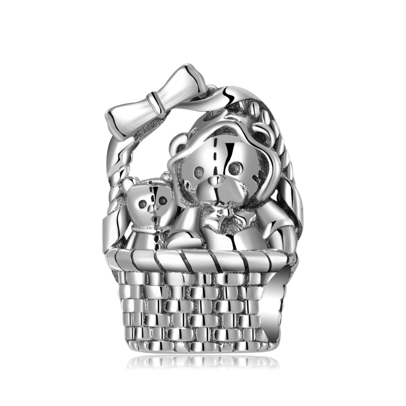 

Beautiful Life 925 Sterling Silver Little Bear In Basket Beads for Jewelry Fit Original Bracelet Bangle Fine Jewelry for Women