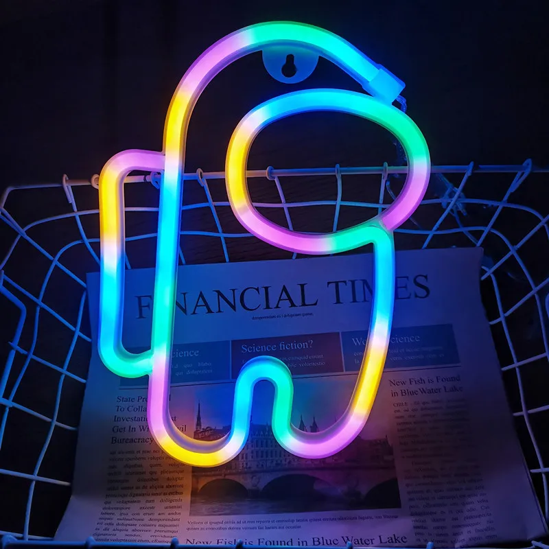 

LED Neon Light Sign Game Lamp Astronaut for Coffee Bar Home Wall Decoration Holiday Party Cool Crewmate Birthday Christmas Gift