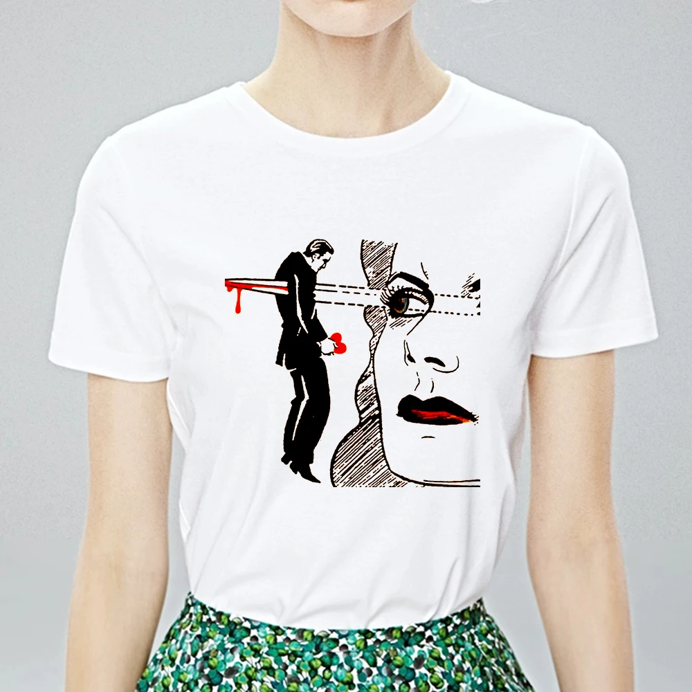 Летняя футболка в винтажном стиле с модным принтом Модная графическим Футболка