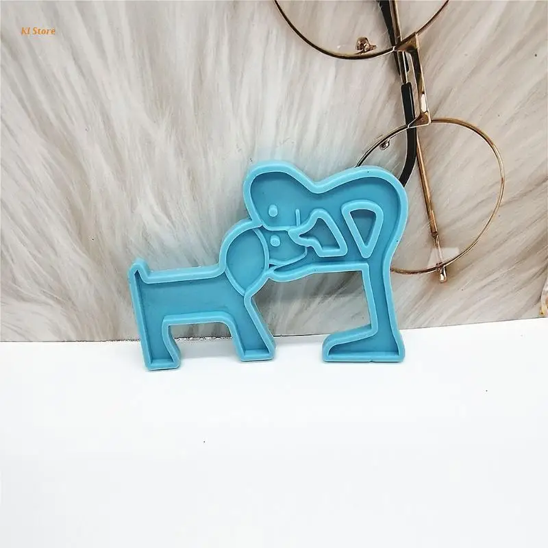 

J78F Dog's Kiss Keychain Epoxy Resin Mold Jewelry Pendant Silicone Mould DIY Crafts Ornaments Decorations Casting Tool