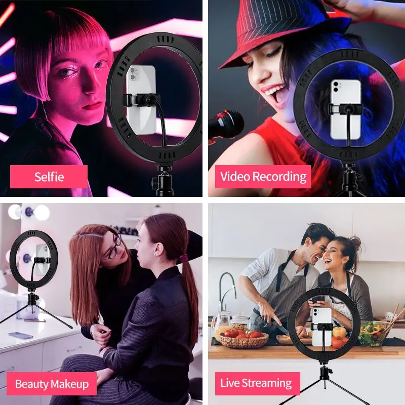 12 Inch RGB Ring Light Profissional Selfie LED Ringlight Makeup Lamp Video Studio with Tripod 1.6/1.9M Stand For Youtube Tik Tok