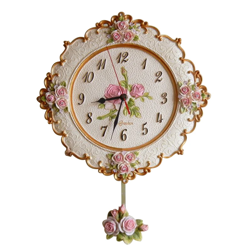 

Living Room Wall Decoration Plant Flowers Botany Decor Needle Clocks Mute Clocks Simplicity Fashion Exquisite Stereoscopic Rose