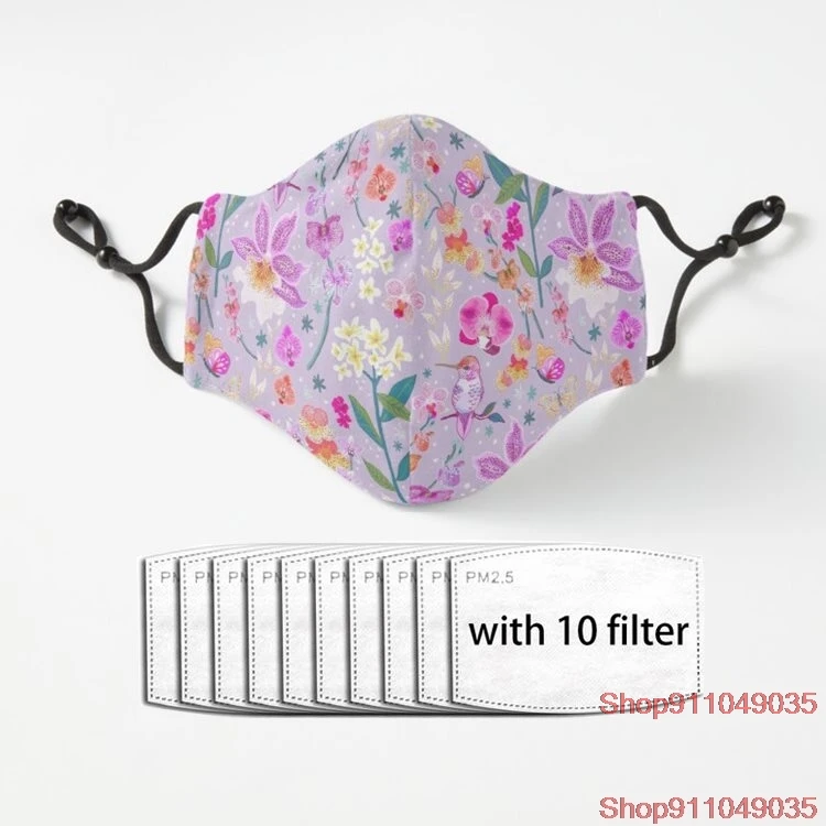 

Orchid Garden on Lavender Adult Mouth Mask Men Women Anti Dust Face Mouth Mask Washable Reusable Breathable Mask