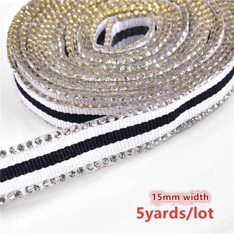

Factory Customization Hot-Fix Banding 50Yards/Lot Rhinestone Chain Cake Ribbon Trimming Wedding Decoration Diy Shoe Dress Tape