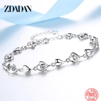 zdadan 925 sterling silver heart cz bracelets chain for women fashion wedding jewelry gifts
