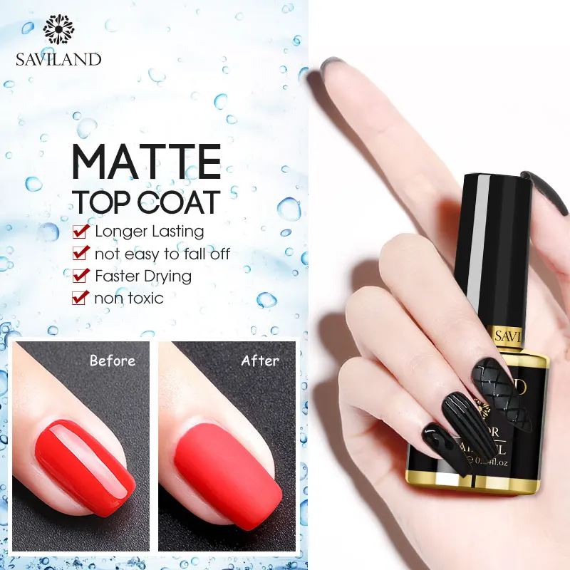 SAVILAND Matte Top Coat Semi Permanent No Wipe UV Gel Varnish Sealing Soak Off LED Nail Polish Base Combination | Красота и здоровье