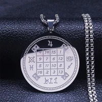 stainless steel number divination necklace chain menwomen silver color round statement necklace jewelry collier homme n2267s02