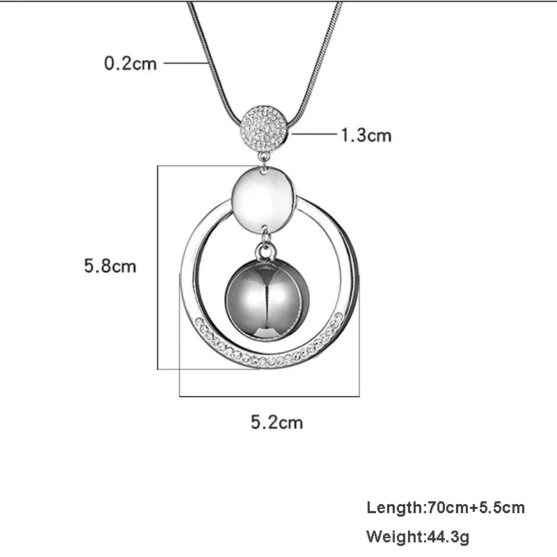 Модное круглое ожерелье с колокольчиком круглый кулон для женщин длинная