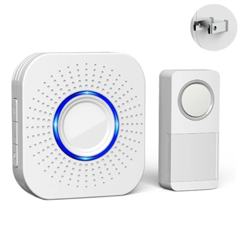 

Беспроводной дверной мини-звонок дистанционный дверной звонок Водонепроницаемый дверной звонок комплект с 4 уровнями громкости и режимом ...