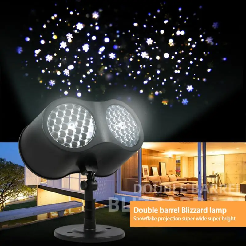 

Christmas Double Tube Snowstorm Snowflake Light Projector Snow Indoor Remote Control Laser Projection Lights Party Decor Lamp