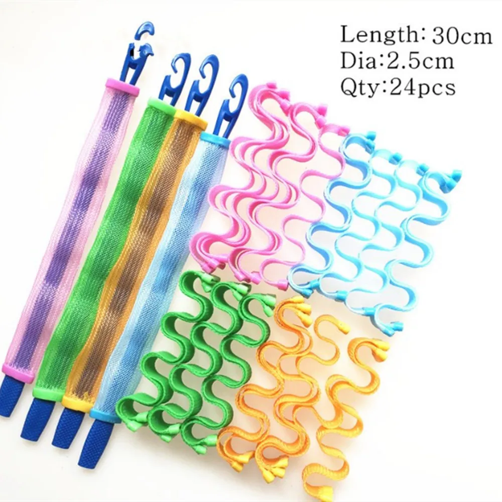 Щипцы для завивки волос спиральные 30 см 24 шт. бигуди без нагрева набор укладки