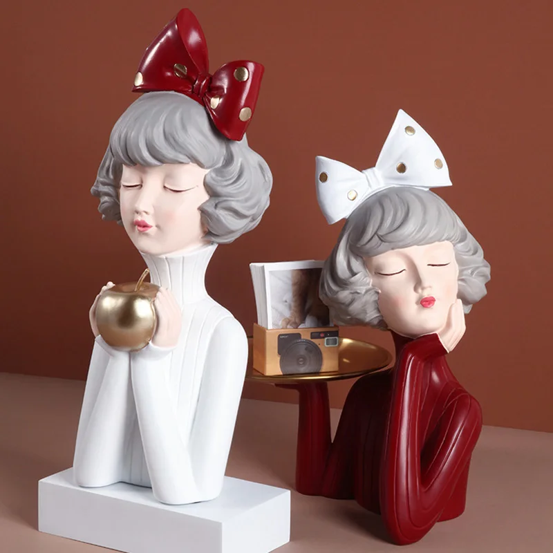 

Moden Girl Resin Art Statue Resin Figurines Home Living Room Decoration Tabletop Sculpture Wedding Decorations Birthday Gift