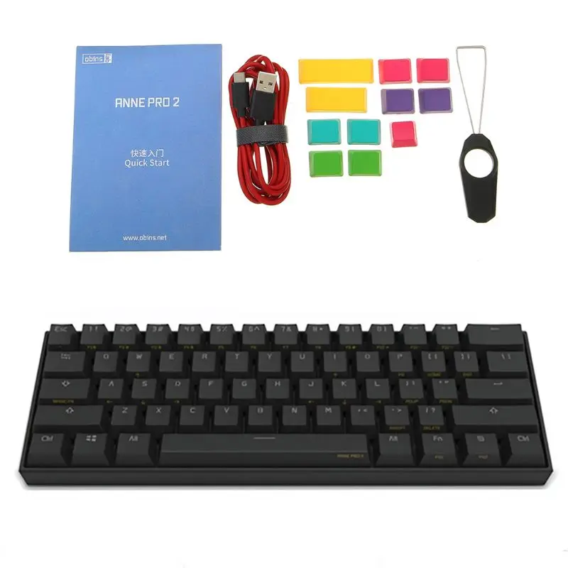 Anne Pro 2 60% NKRO Bluetooth 4.0 Type-C RGB 61 Keys Mechanical Gaming Keyboard Cherry Switch Gateron Switch