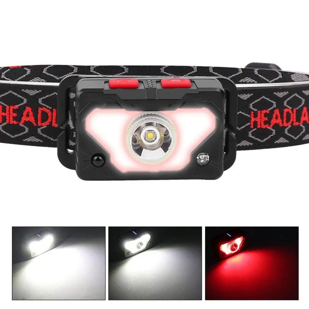 

Sensor Headlight LED Outdoor Fishing Headlight Headlamp Flashlight XPG+COB Portable Built-in Battery Headlight