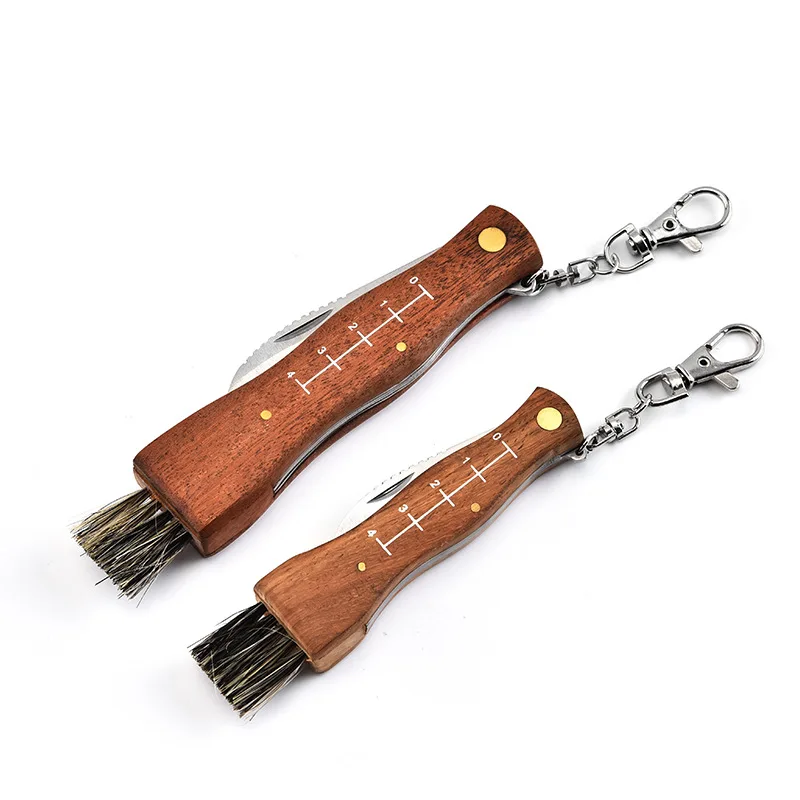 

Dropship Mini Portable Multi-function Folding Knife Camping Knives Rosewood Handle Collecting Mushroom Knife with Brush Tool