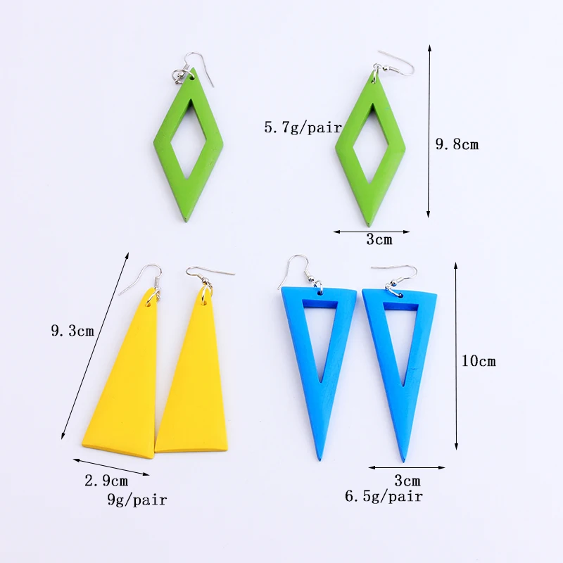 YAMEGA модные деревянные свисающие серьги для женщин зеленый красный в виде