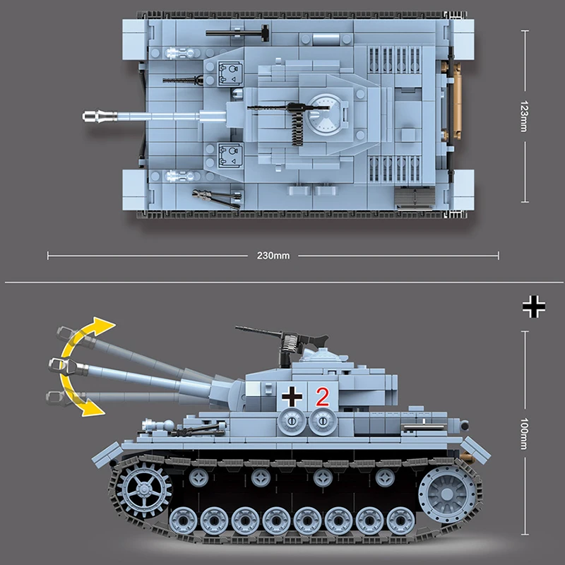 Военный танк WW2 строительные блоки 718 шт. городской полицейский солдат средний