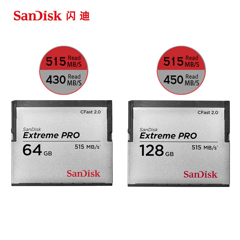 SanDisk Extreme Pro CFast2.0 CF карта 128 Гб 64 515MBS памяти ГБ Флэш для камеры|Карты памяти| |