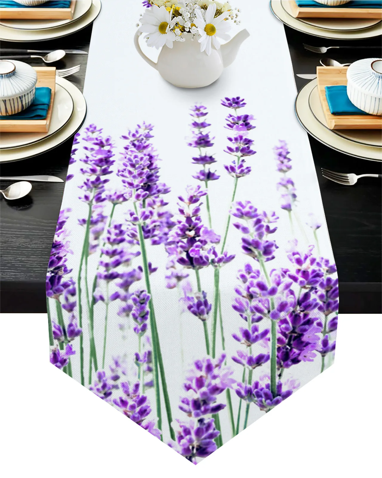 

Скатерть с лавандовым растением и цветами, Декоративная скатерть в деревенском стиле для свадьбы, коврик для стола с флагом, пылезащитный ч...