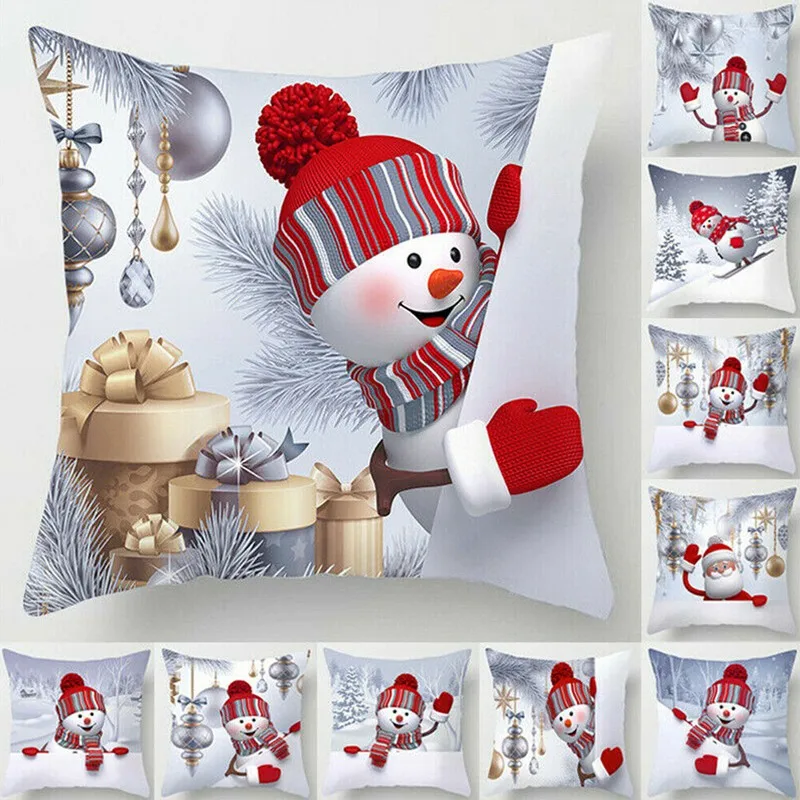 

Snowman Cushion Cover Merry Christmas Decoration For Home Navidad 2021 Navidad Xmas Gift Christmas Ornaments Happy New Year 2022