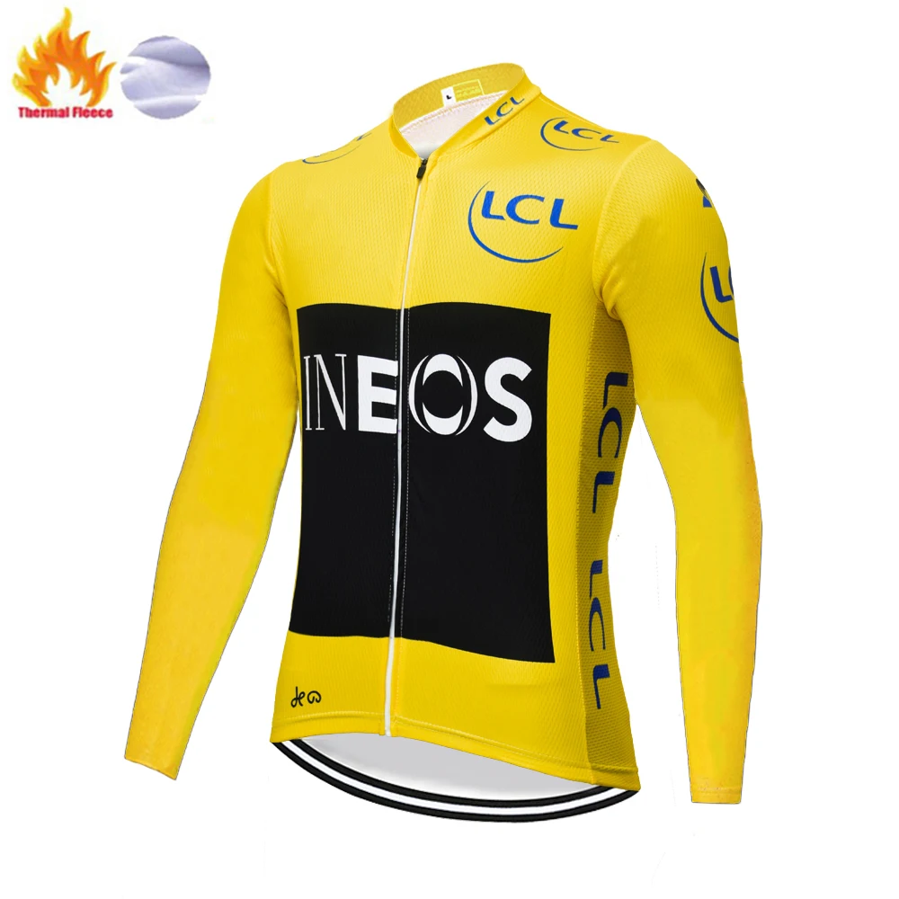 2021 велосипедная Джерси ineos Мужская с длинным рукавом зимняя теплая флисовая