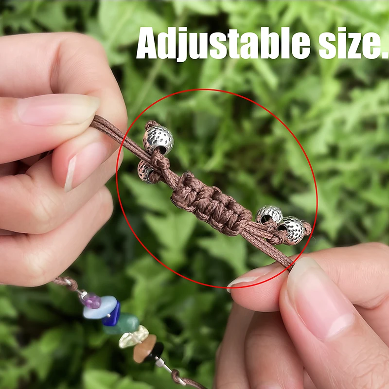Bohemian Natural Stone Bracelets for Women Adjustable Elastic Rope Seven-color Gravel Bracelet Fashion Couple Jewelry Party Gift | Украшения