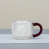 sterling silver water cup 999 handmade hammer home office tea mug cup coffee silver tea cup water cup