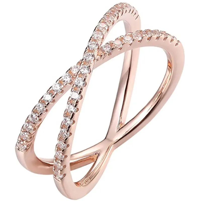 Модные геометрические кольца в форме Креста X для женщин AAA обручальное кольцо с