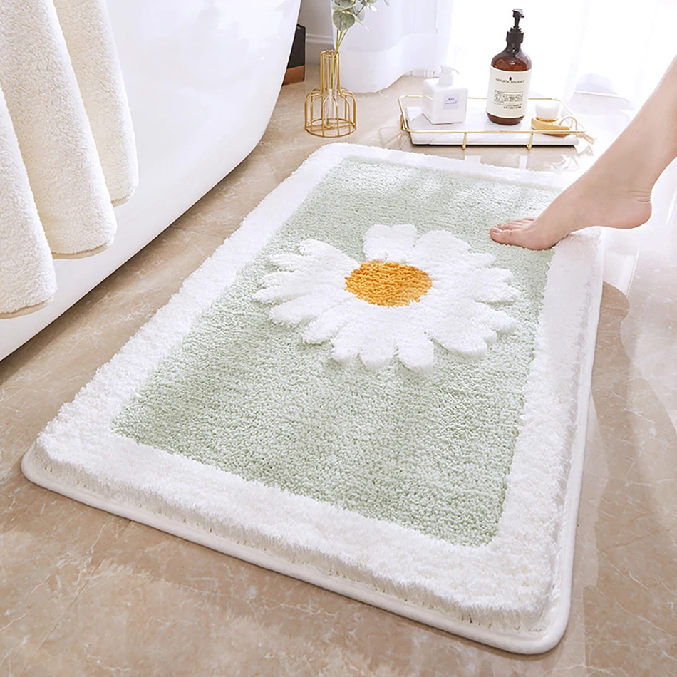

Carpet Daisy Bathroom Kitchen Furry Rug Carpets for Bed Room Non-Slip Mat Home Decor Door Outdoor Entrance Floor Absorbent Mat