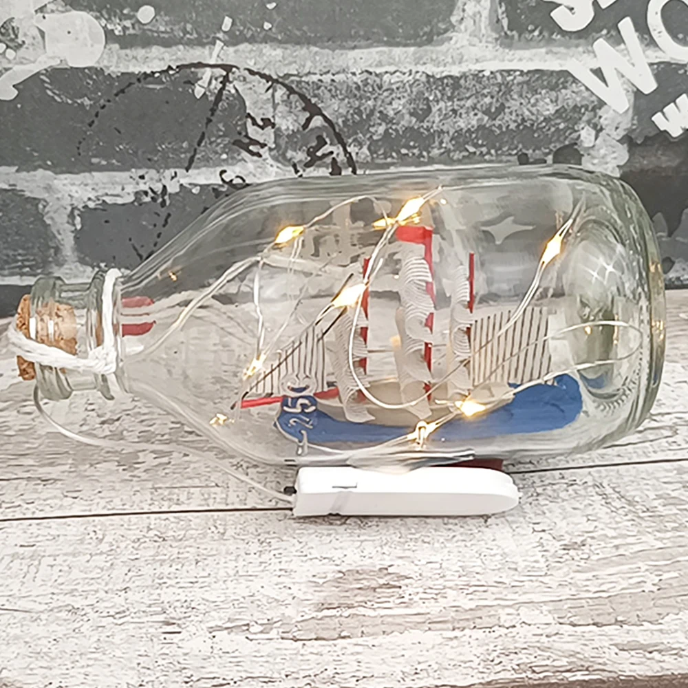 Средиземноморский корабль в бутылке лодка деревянная основа Дрифт бутылка