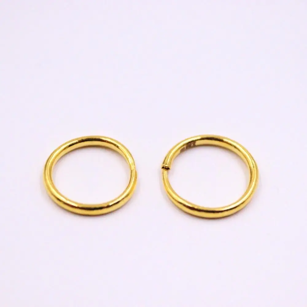 

New Pure 24k Yellow Gold Earrings 13x13mm Round Smooth Ear Hoop For Woman